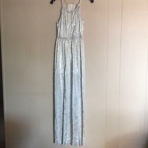 BCBG silver Greek goddess dress